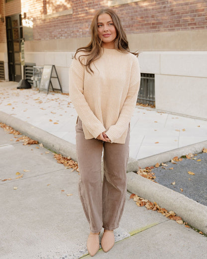 Lou Oversized Sweater in Apricot - Relaxed Fit - Louis Vuitton Oversized Sweater (top)