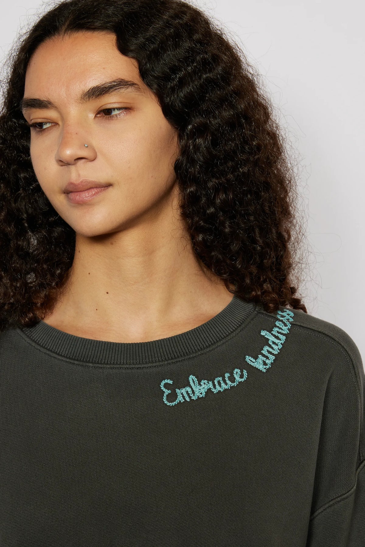 Love More Vintage Sweatshirt in Light Grey view 14 - Love More T Shirt (top)