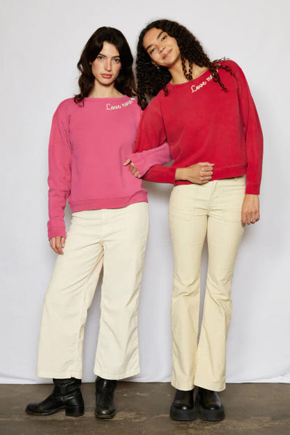 Love More Vintage Sweatshirt in Red - Love More T Shirt (top)