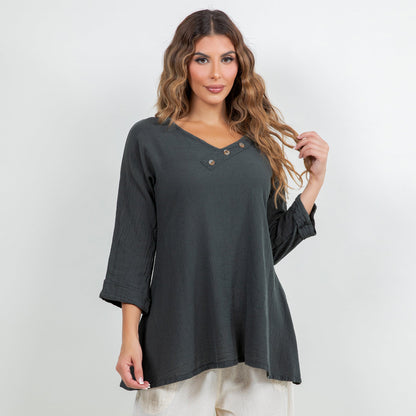 Lu V-neck Top 100% Cotton Gauze in 0 (XS/S) view 11 - 100 Cotton Tops For Women