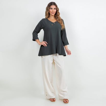 Lu V-neck Top 100% Cotton Gauze in 0 (XS/S) view 13 - 100 Cotton Tops For Women