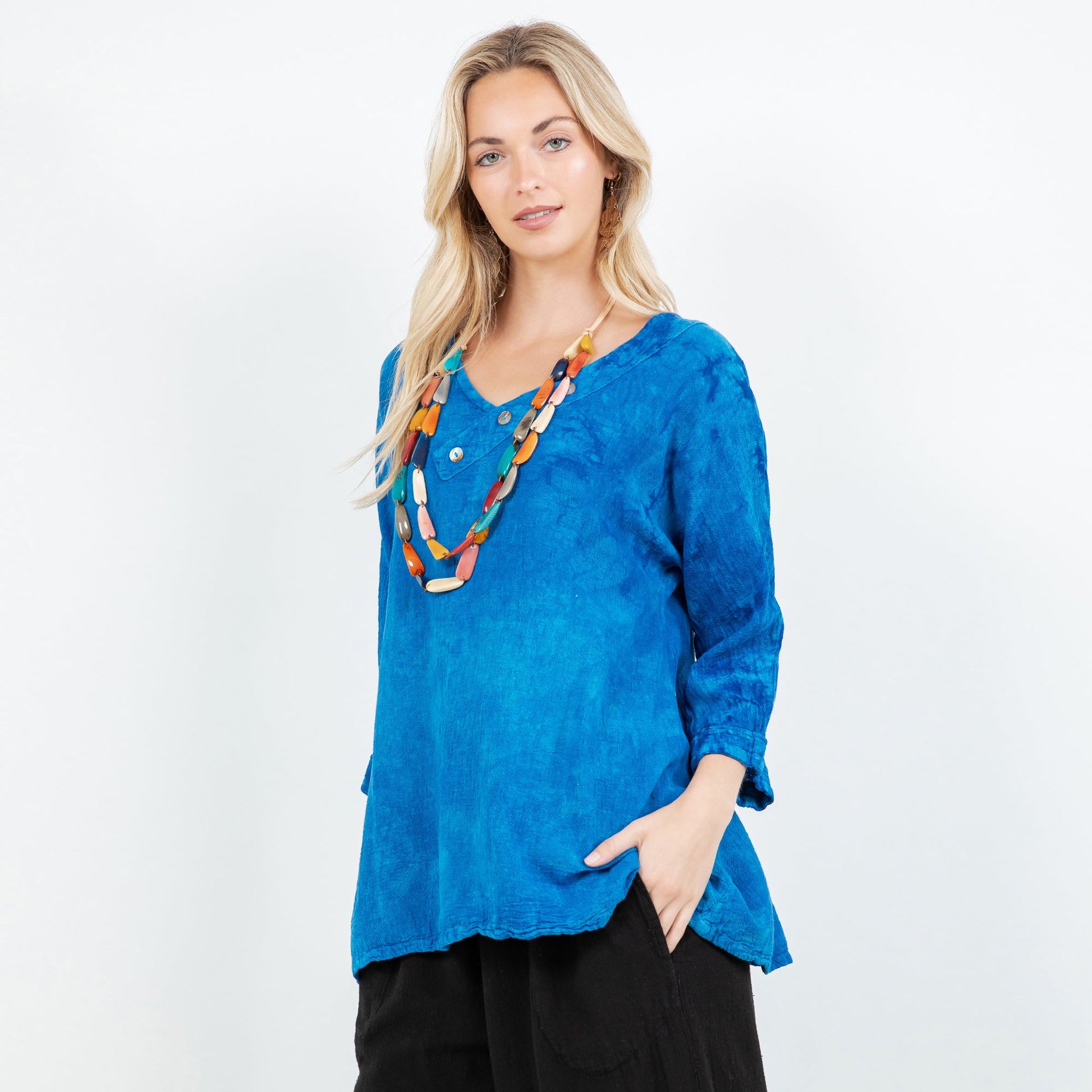 Lu V-neck Top 100% Cotton Gauze in 0 (XS/S) view 4 - 100 Cotton Tops For Women