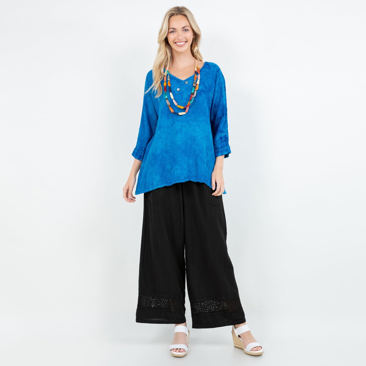 Lu V-neck Top 100% Cotton Gauze in 0 (XS/S) view 8 - 100 Cotton Tops For Women