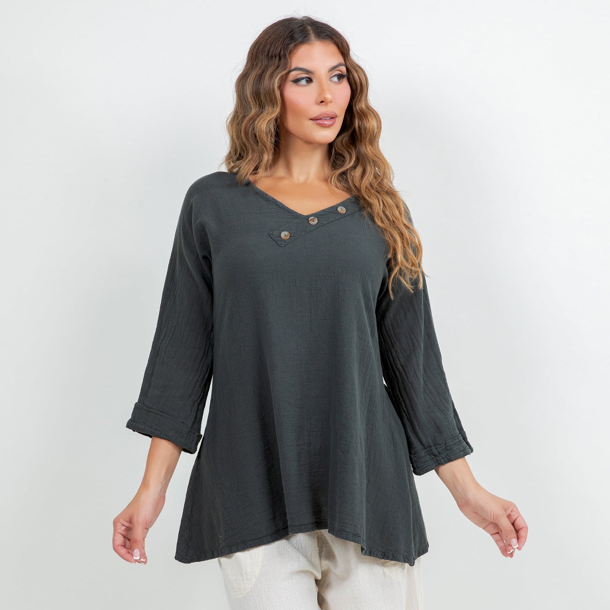 Lu V-neck Top 100% Cotton Gauze in 0 (XS/S) view 9 - 100 Cotton Tops For Women