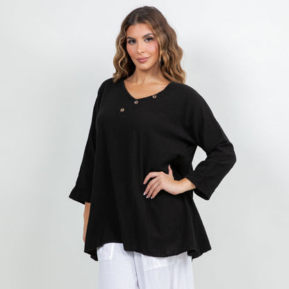 Lu V-neck Top 100% Cotton Gauze in 1 (S/M) view 15 - 100 Cotton Tops For Women