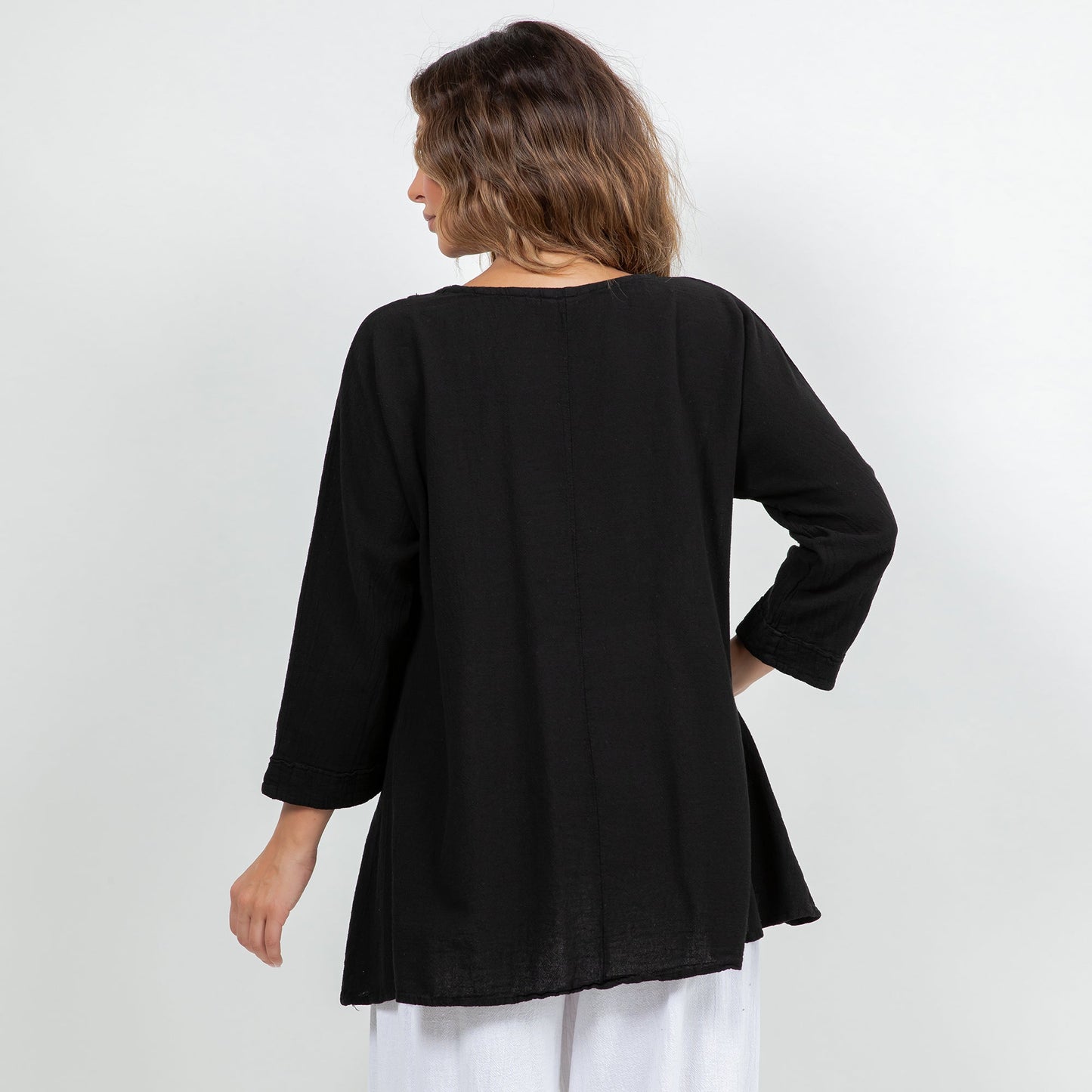 Lu V-neck Top 100% Cotton Gauze in 1 (S/M) view 18 - 100 Cotton Tops For Women