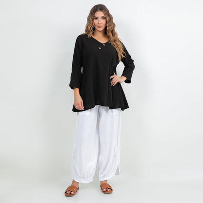 Lu V-neck Top 100% Cotton Gauze in 1 (S/M) view 19 - 100 Cotton Tops For Women