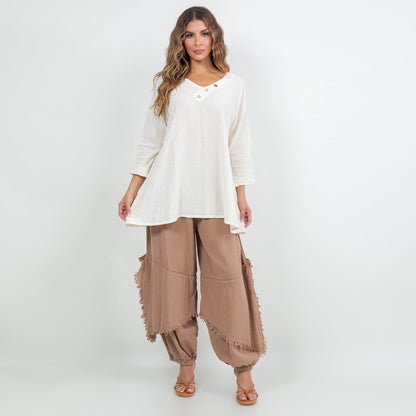 Lu V-neck Top 100% Cotton Gauze in 1 (S/M) view 21 - 100 Cotton Tops For Women
