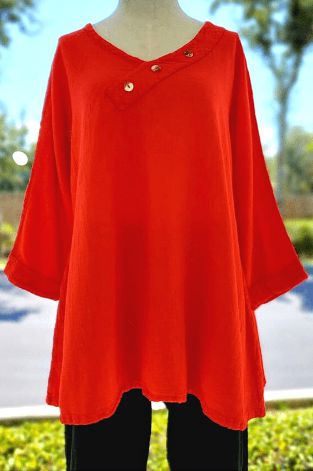 Lu V-neck Top 100% Cotton Gauze in 1 (S/M) view 22 - 100 Cotton Tops For Women