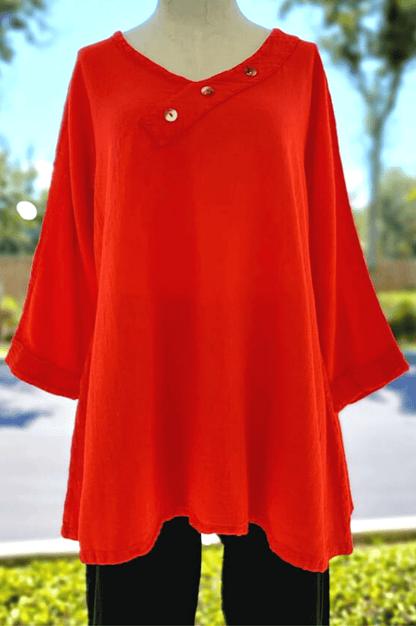Lu V-neck Top 100% Cotton Gauze in 1 (S/M) view 22 - 100 Cotton Tops For Women