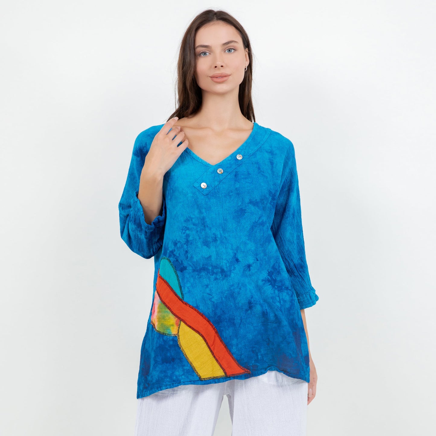 Lucia Applique Top 100% Cotton Gauze in 0 view 2 - Gauze Top