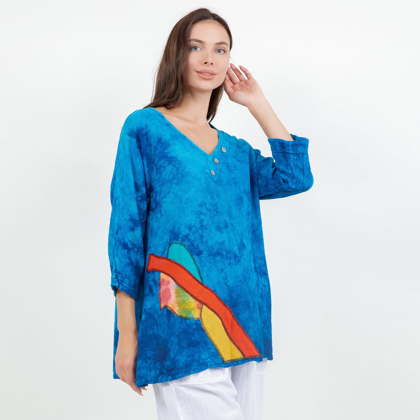 Lucia Applique Top 100% Cotton Gauze in 1 view 4 - Gauze Top