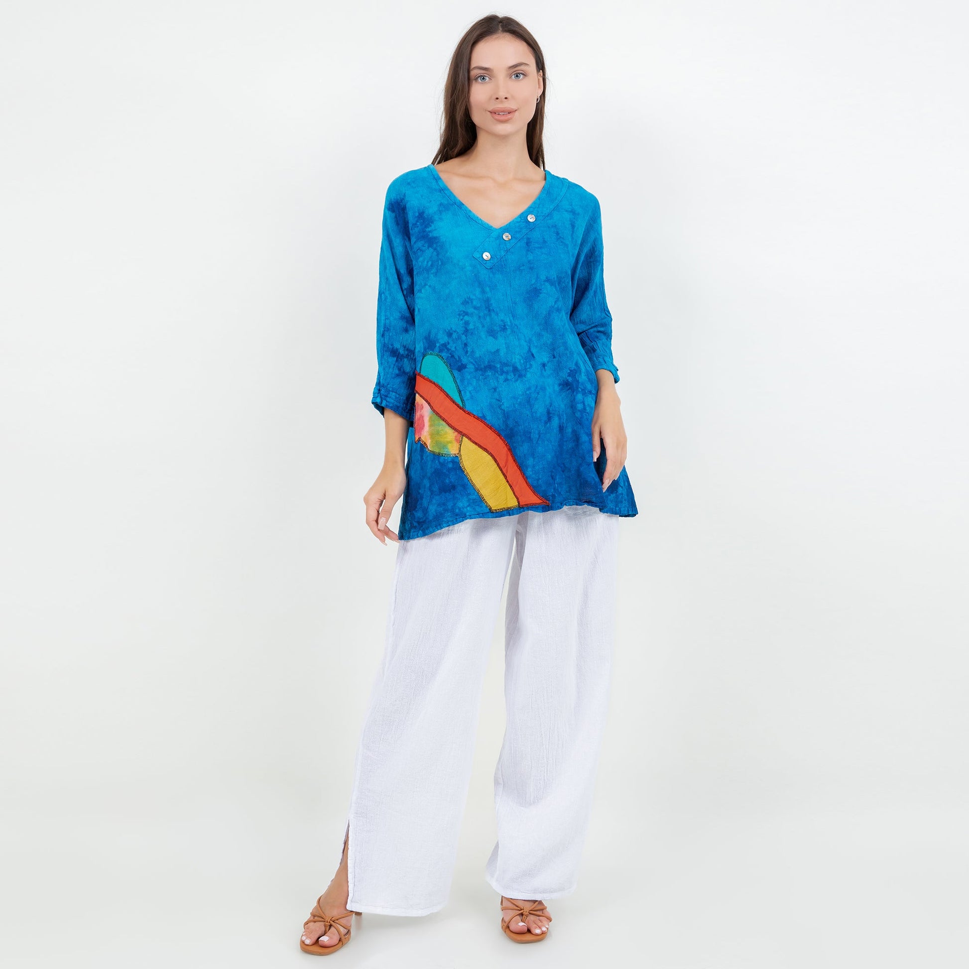 Lucia Applique Top 100% Cotton Gauze in 1 view 5 - Gauze Top