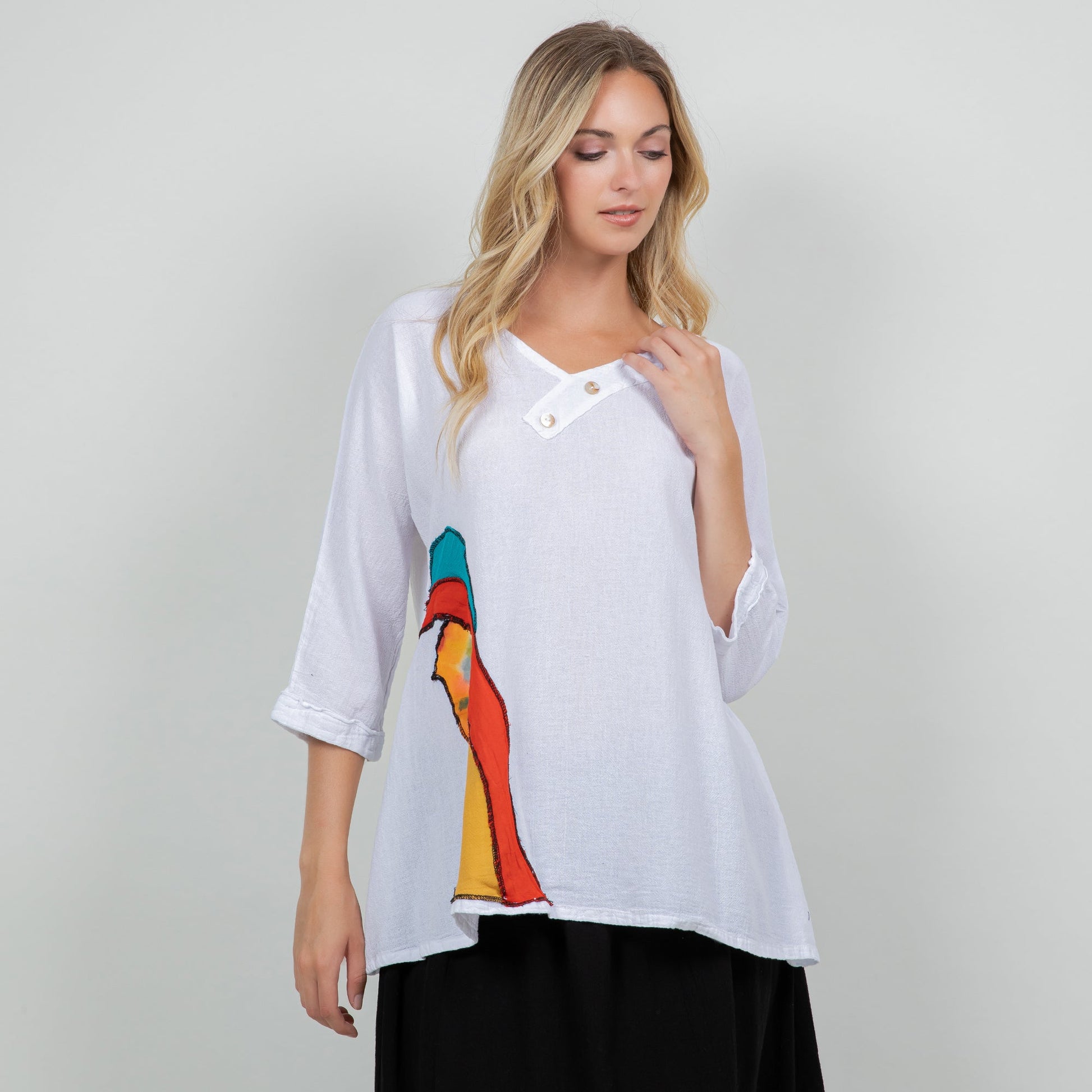 Lucia Applique Top 100% Cotton Gauze in 2 view 7 - Gauze Top