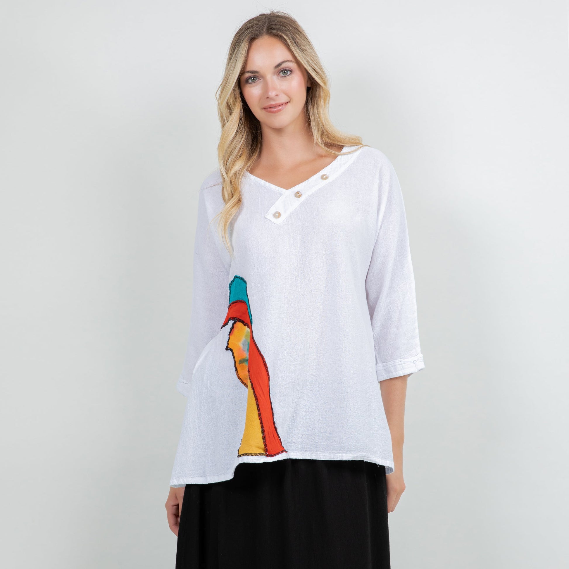 Lucia Applique Top 100% Cotton Gauze in 2 view 8 - Gauze Top