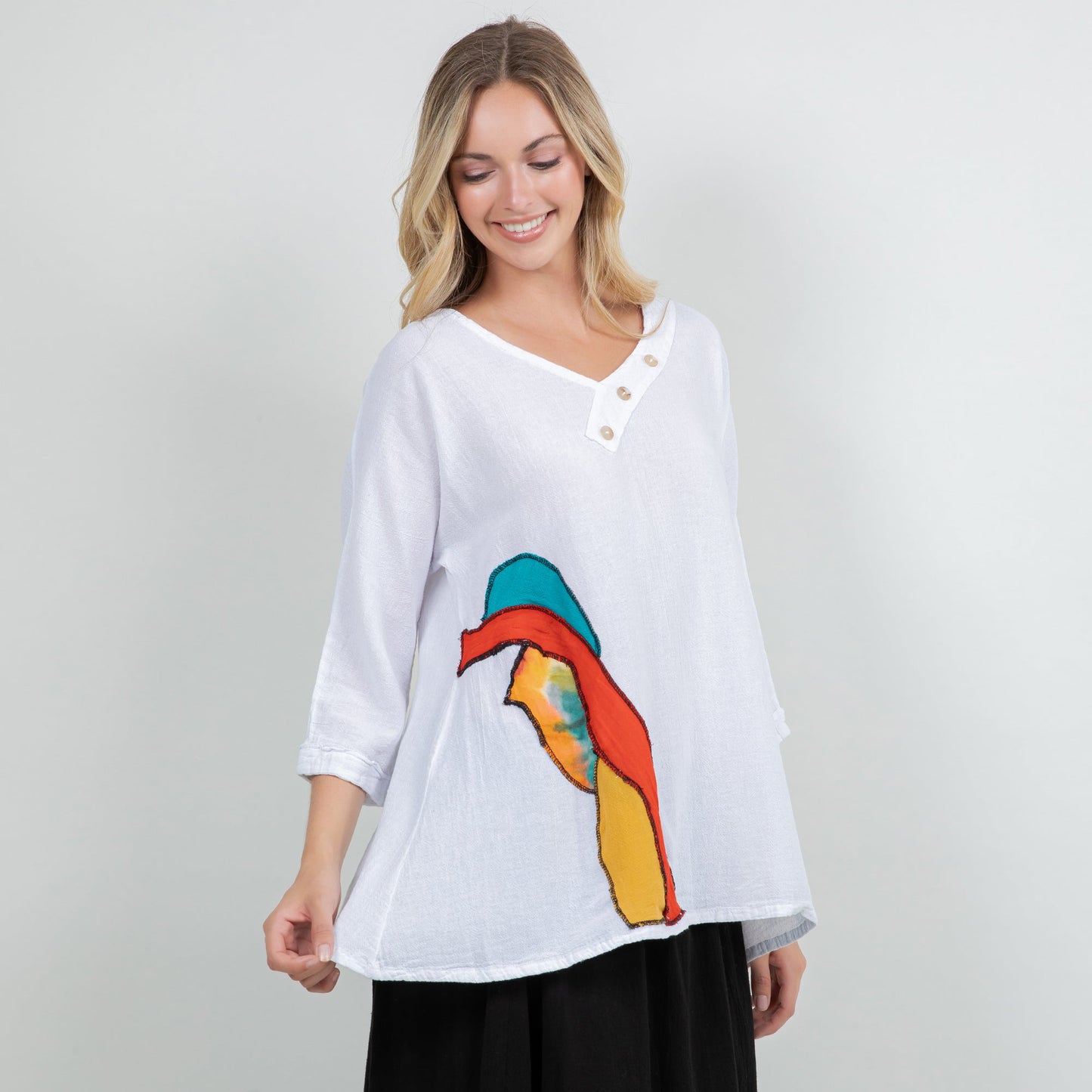 Lucia Applique Top 100% Cotton Gauze in 2 view 9 - Gauze Top