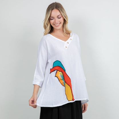 Lucia Applique Top 100% Cotton Gauze in 2 view 9 - Gauze Top