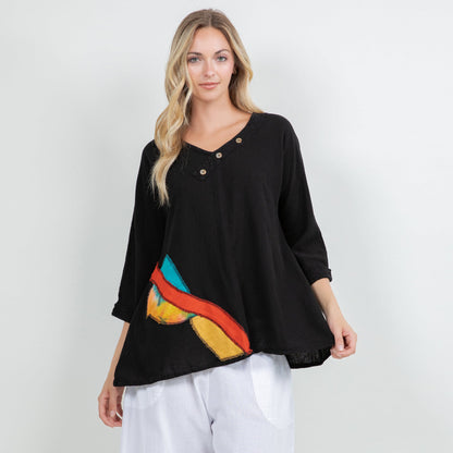 Lucia Applique Top 100% Cotton Gauze in 3 view 13 - Gauze Top