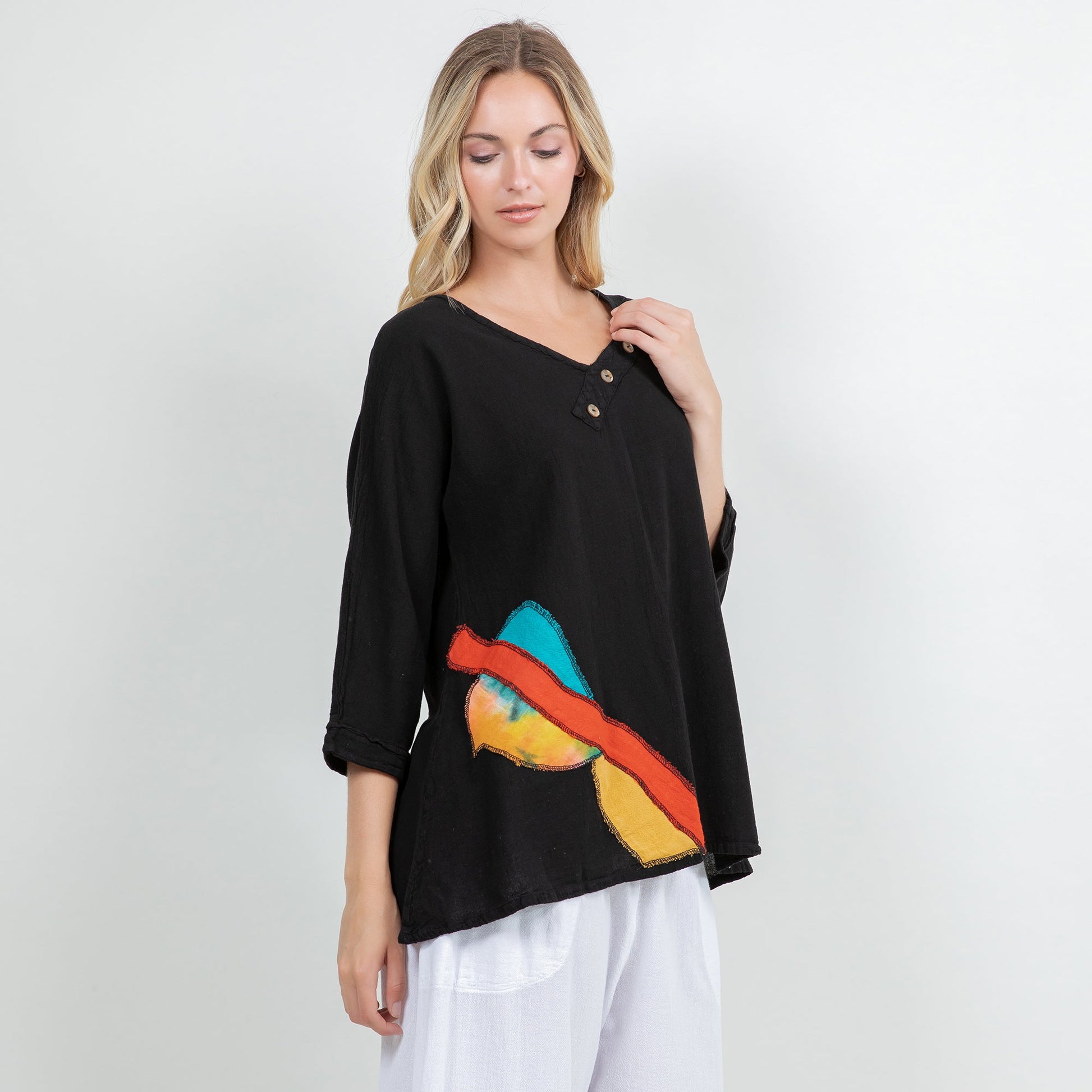 Lucia Applique Top 100% Cotton Gauze view 16 - Gauze Top