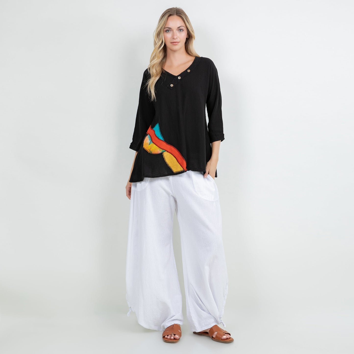 Lucia Applique Top 100% Cotton Gauze view 17 - Gauze Top
