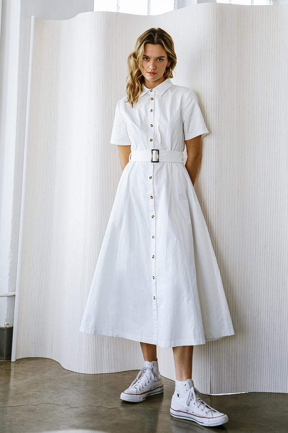 Lucky Me Woven Midi Dress in BLUE view 14