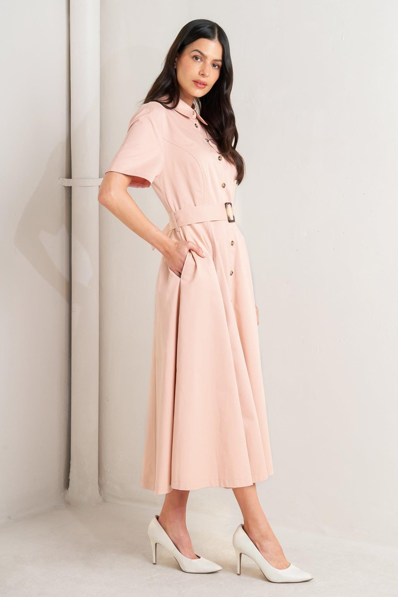 Lucky Me Woven Midi Dress in MOCHA view 22