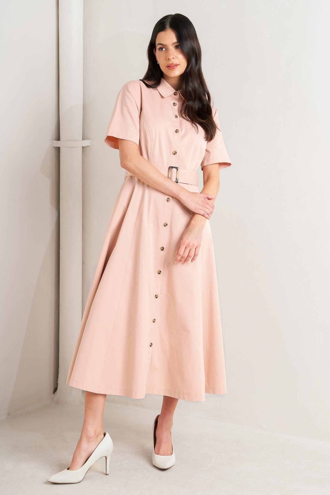 Lucky Me Woven Midi Dress in MOCHA view 23