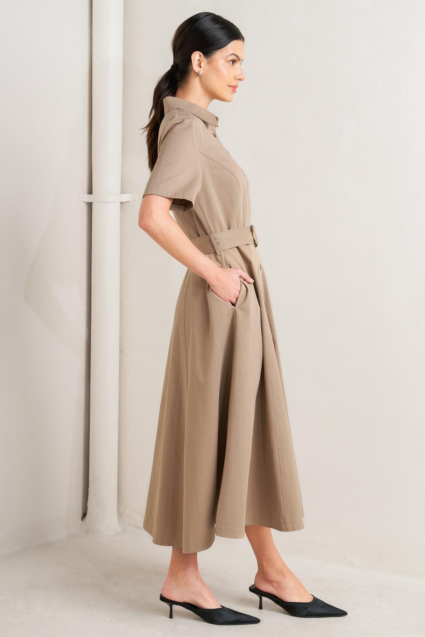 Lucky Me Woven Midi Dress in SOFT PINK view 28