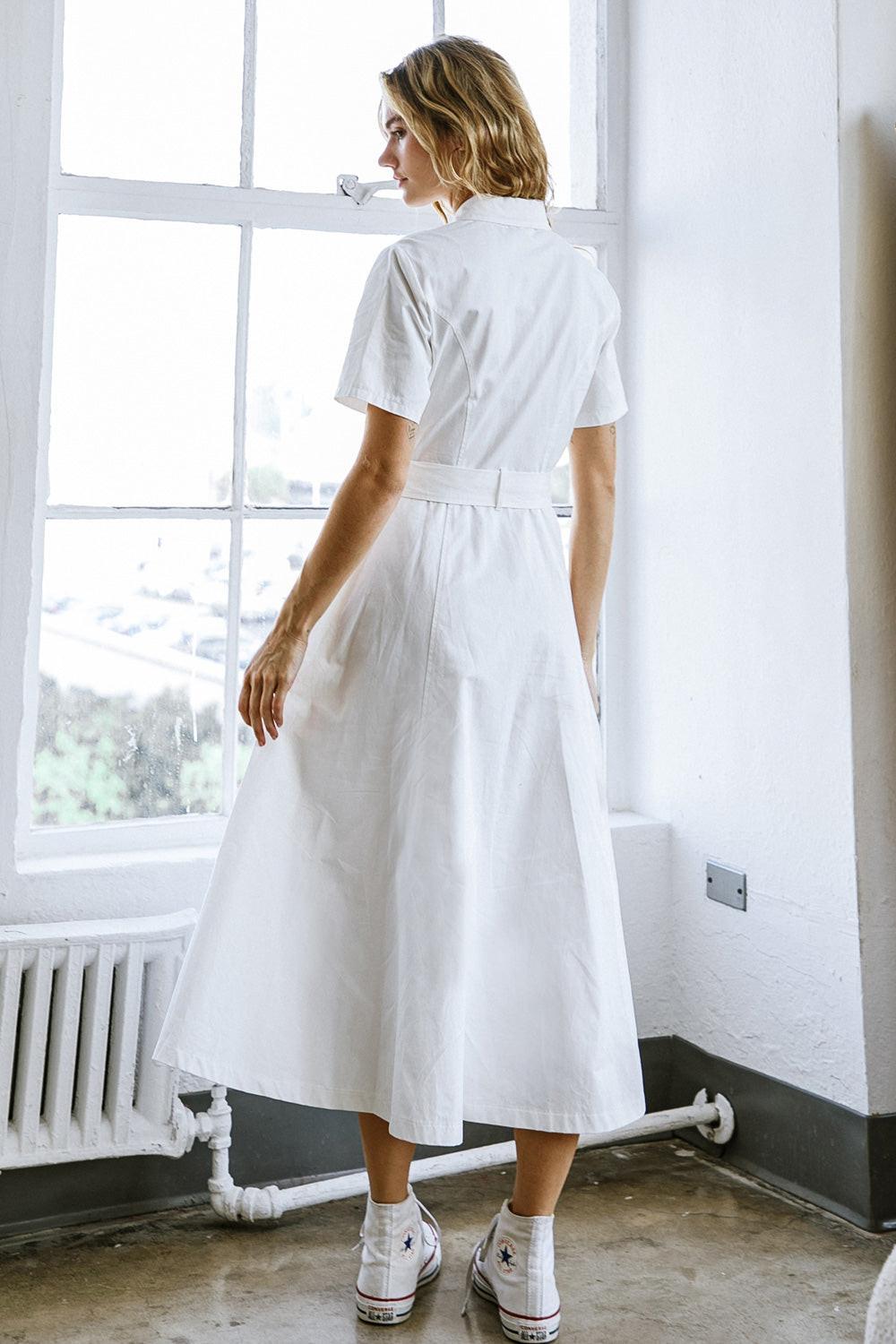Lucky Me Woven Midi Dress in TAUPE view 11