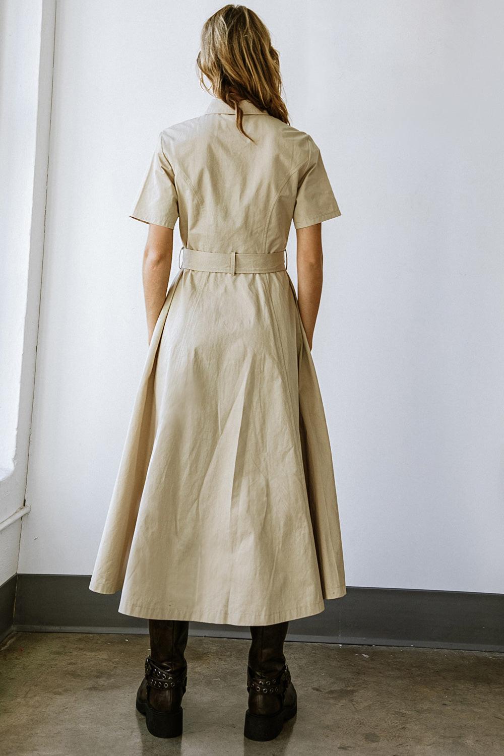 Lucky Me Woven Midi Dress in TAUPE view 8