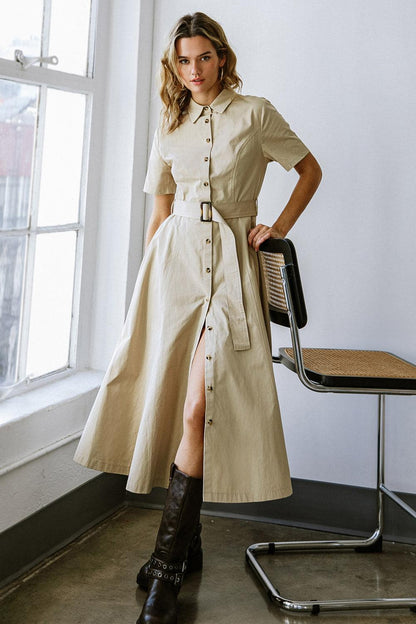 Lucky Me Woven Midi Dress in WHITE view 6
