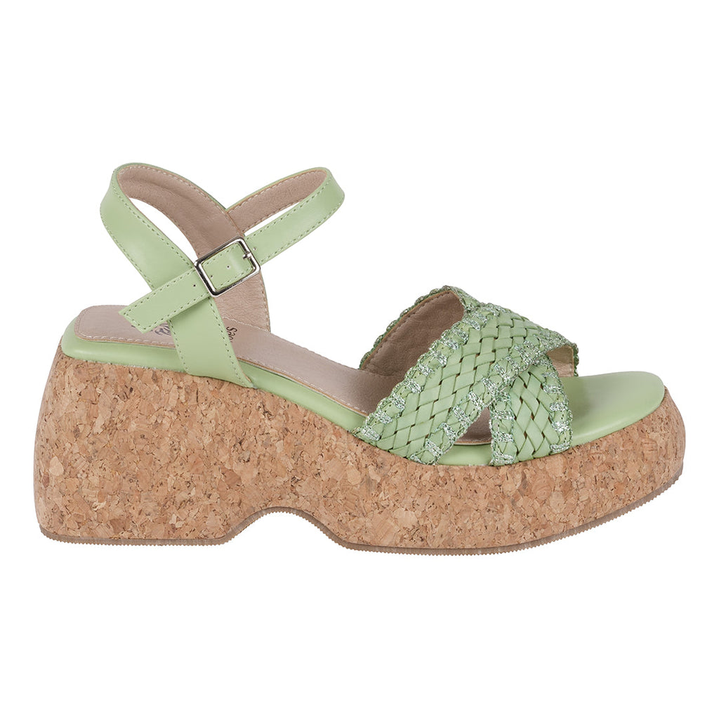 Lucy Green Cross Strap Slingback Platform Sandals Green view 4 (bag) - platform sandals, slingback plat - shop at us.meeeshop