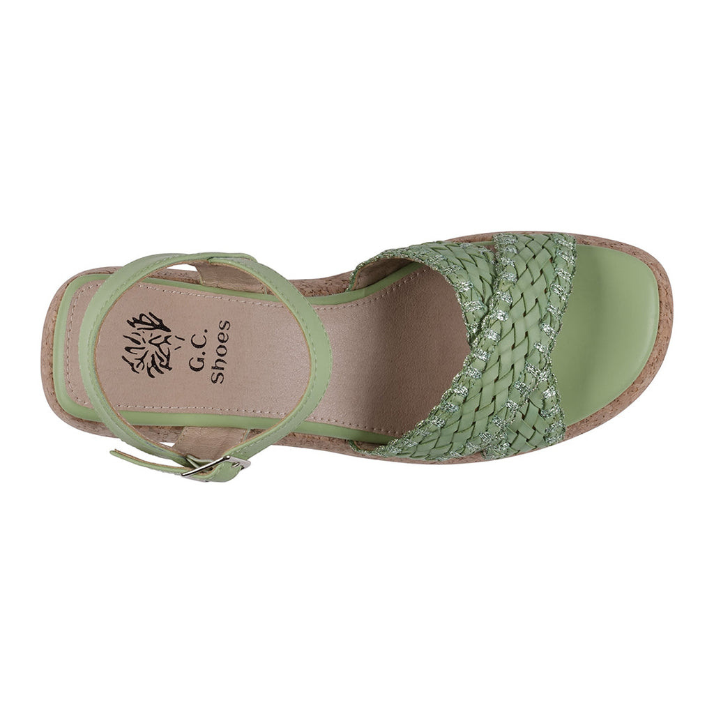 Lucy Green Cross Strap Slingback Platform Sandals Green view 5 (bag) - platform sandals, slingback plat - shop at us.meeeshop