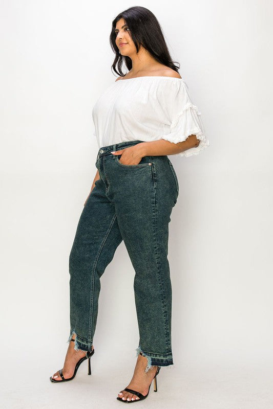 Lucy plus High Rise Stretch Straight Jeans in P-16 - High-Waisted (bottom)