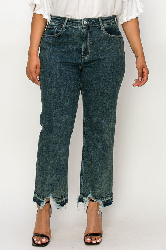 Lucy plus High Rise Stretch Straight Jeans in P-18 view 2 - High-Waisted (bottom)