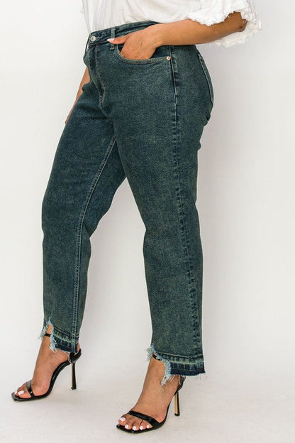 Lucy plus High Rise Stretch Straight Jeans in P-20 view 3 - High-Waisted (bottom)