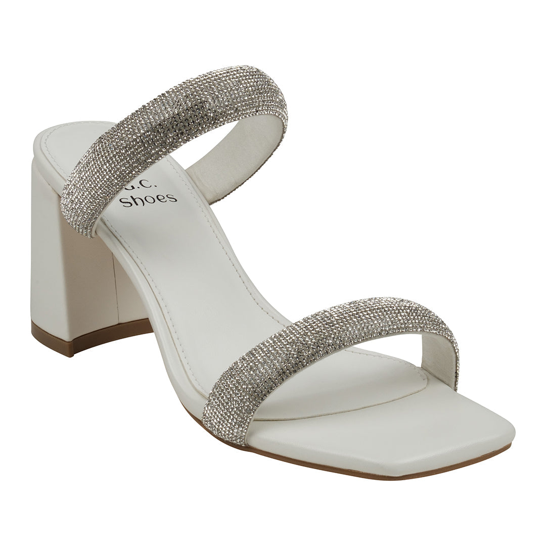 Luella White Embellished Double Band Heeled Sandals White (shoe) - luella white shoes, foschini luella  - shop at us.meeeshop