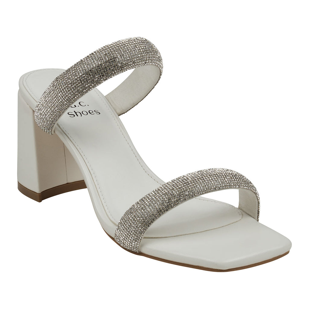 Luella White Embellished Double Band Heeled Sandals White (shoe) - luella white shoes, foschini luella  - shop at us.meeeshop