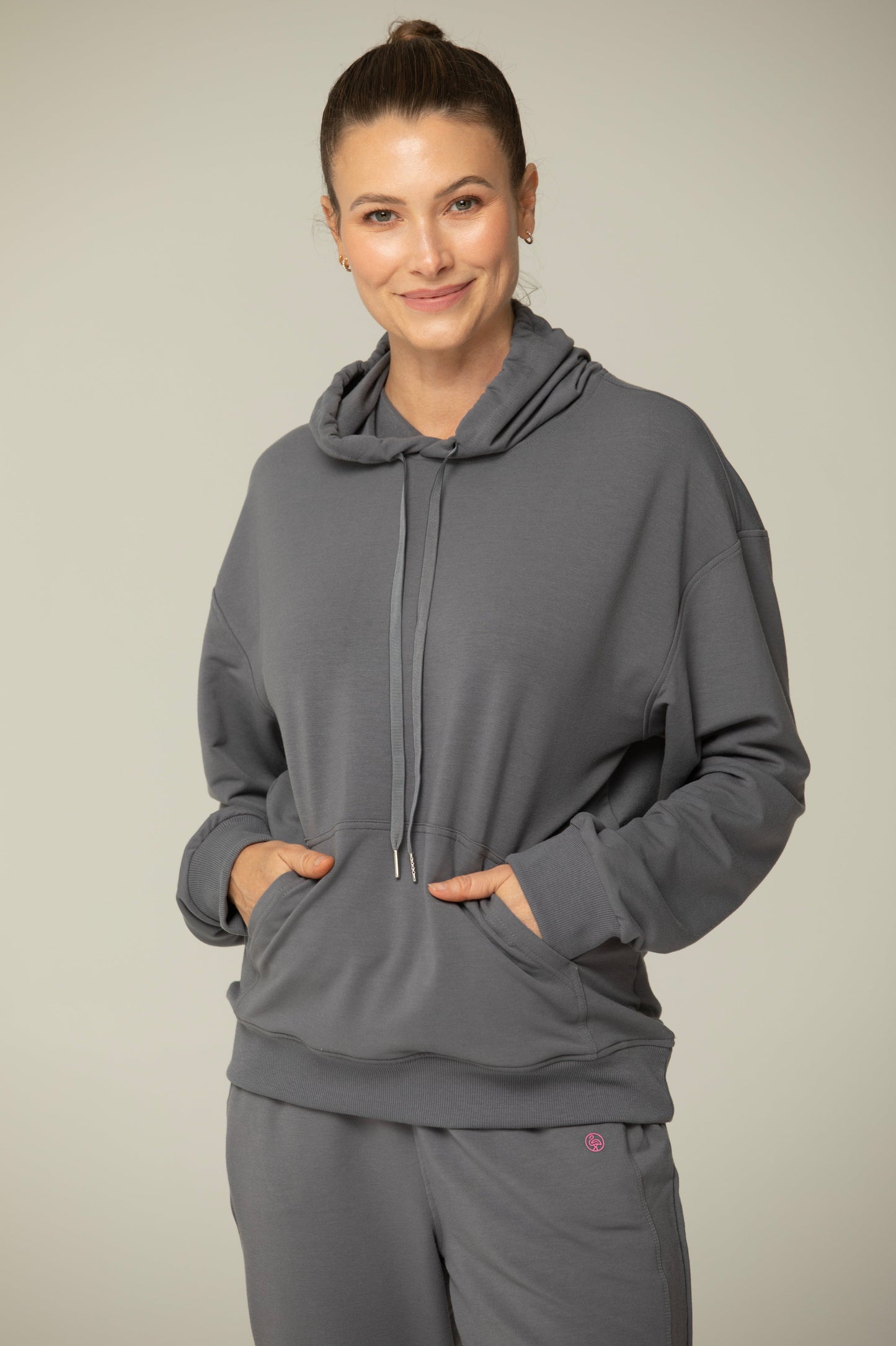 Luna Relaxed Fit Hoodie for Women – Soft Cotton Blend Athleisure Sweatshirt with Kangaroo Pocket in LAVENDER view 10