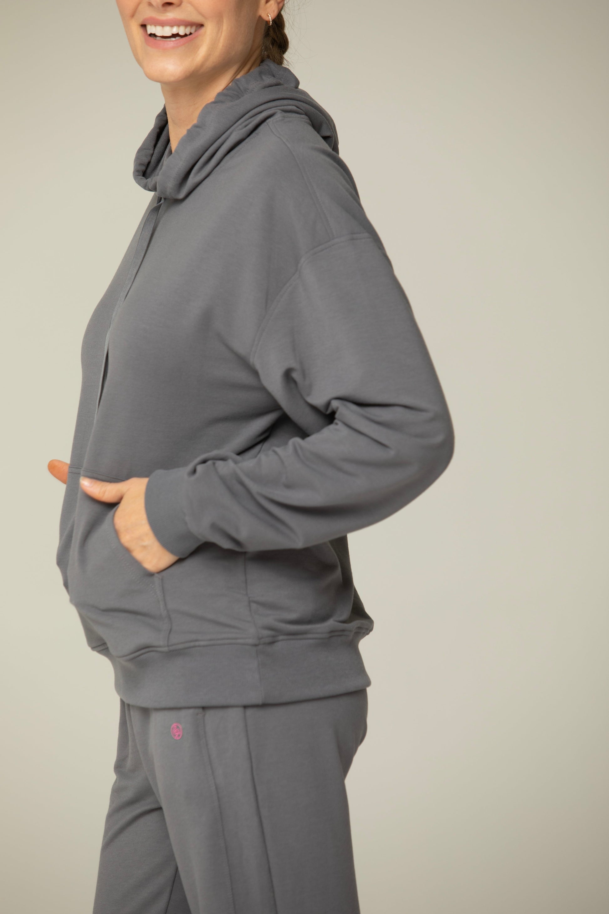 Luna Relaxed Fit Hoodie for Women – Soft Cotton Blend Athleisure Sweatshirt with Kangaroo Pocket in LAVENDER view 11