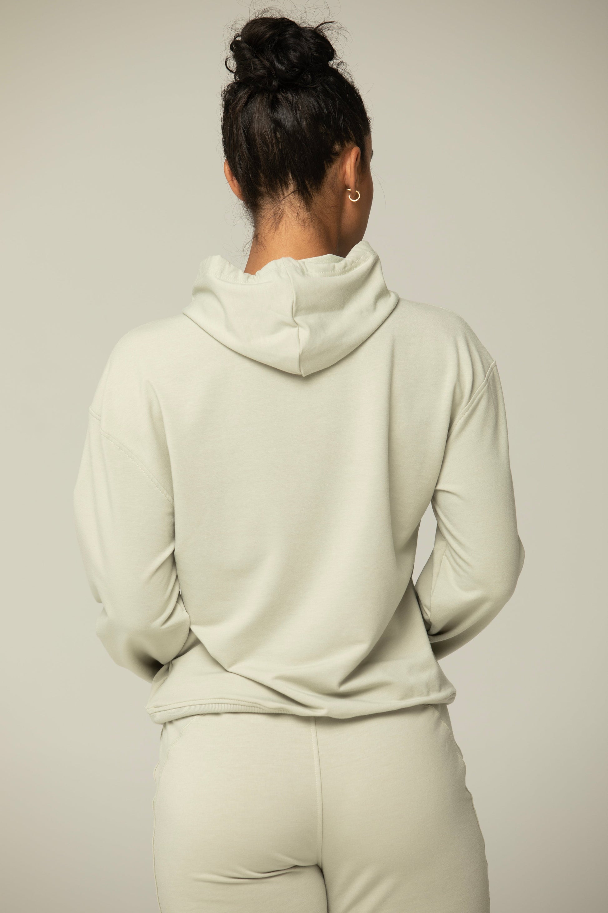 Luna Relaxed Fit Hoodie for Women – Soft Cotton Blend Athleisure Sweatshirt with Kangaroo Pocket in BLACK view 5