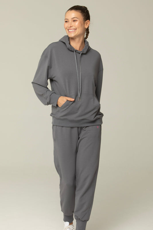 Luna Relaxed Fit Jogger Pants – Everyday Women’s Lounge & Athleisure Wear | Grey in Small - Wear Grey (bottom)