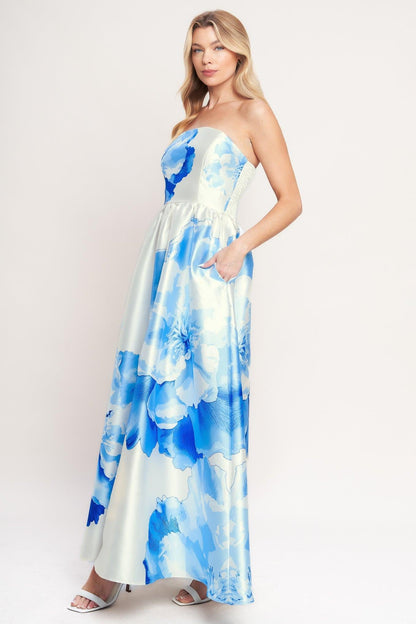 Luxe Peony Woven Maxi Dress view 5