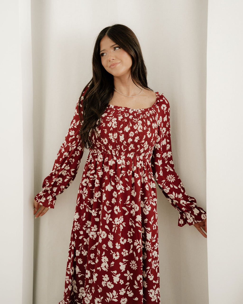 Lydia Sleeve Square Neck Smocked Maxi Dress Red view 5 (dress) - maxi dress, smocked maxi dress - shop at us.meeeshop