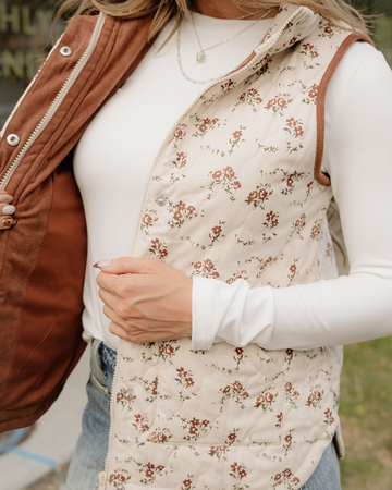Mabel Quilted Concealed Button Vest in S - Mabel Quilted Jacket (layer)