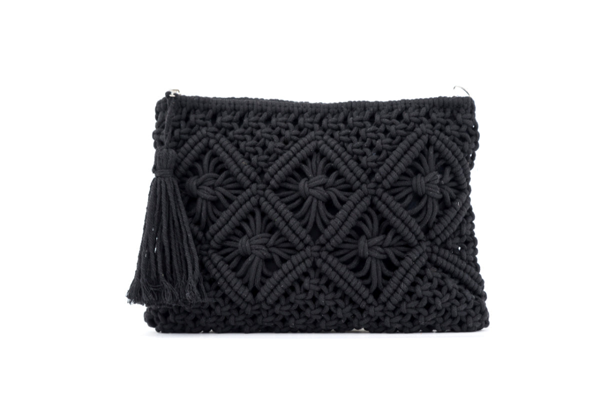 Macrame Tassel Clutch view 5 - Macrame Tassel Bag