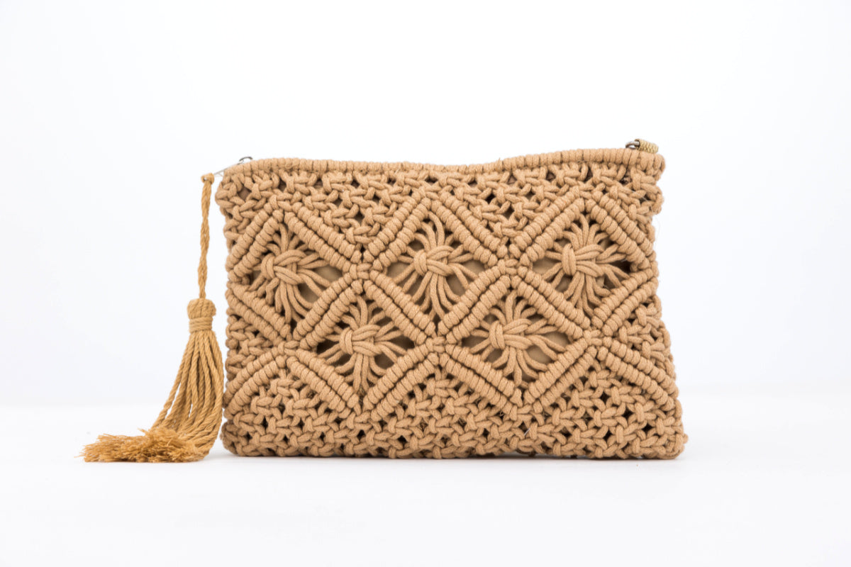 Macrame Tassel Clutch view 6 - Macrame Tassel Bag