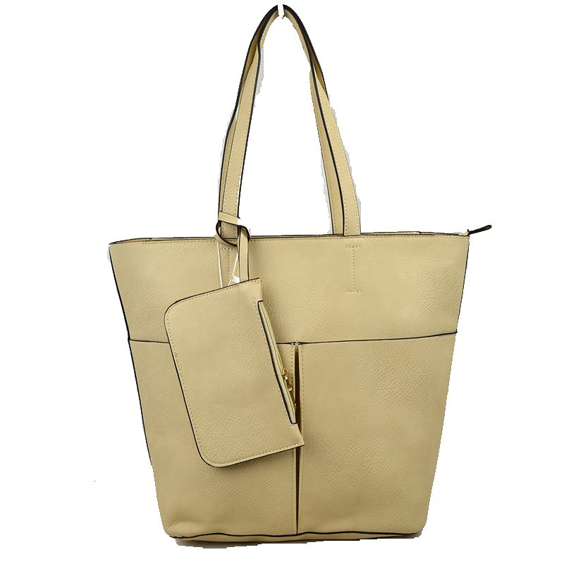 Madeline Love 3 in 1 Large Soft Faux Leather Womens Tote Handbags in Beige - Handbags Tote