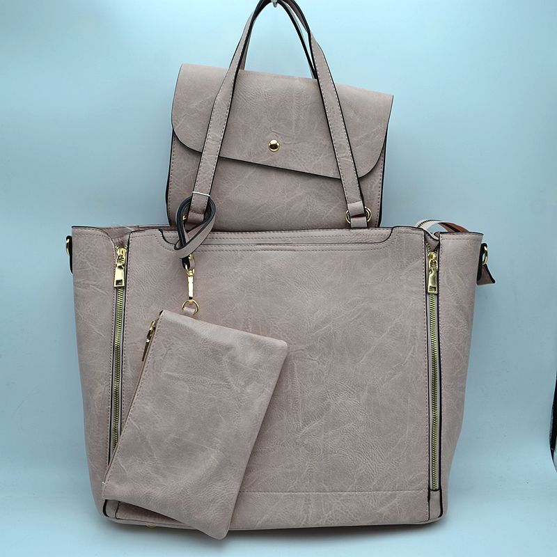 Madeline Love 3 in 1 Side Zipper Women's Tote Handbag Set view 29 - Women'S Zipper Tote Handbags (one-piece)