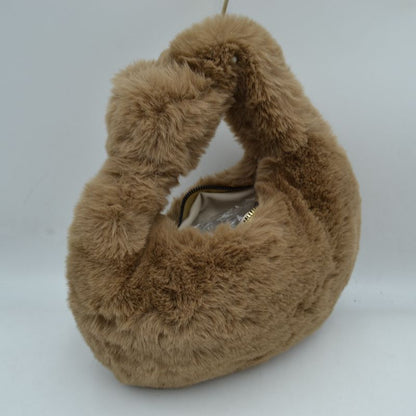 Madeline Love Fluffy Plush Crescent Hobo Handbag with Integrated Top Handle view 11 - Top Handbag